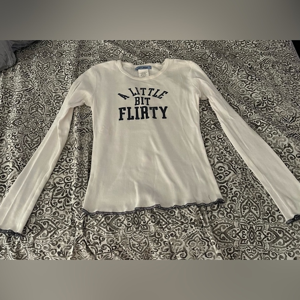 White Ribbed “A Little Bit Flirty” Tee Shirt